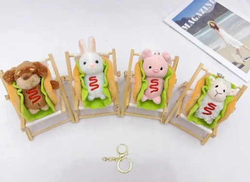 Four-Style Animal Burger Plush Bag Charm