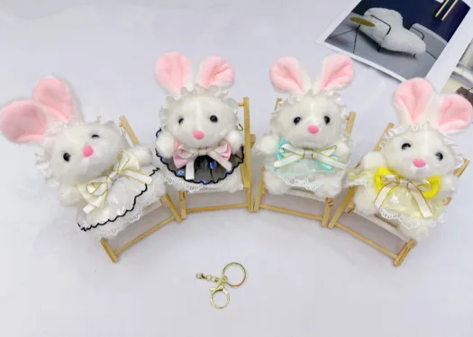 Four-Color Dress Rabbit Plush Bag Charm