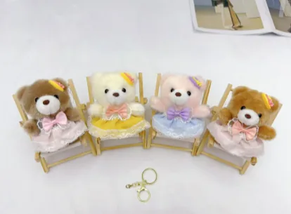 Four-Color Bowtie-Dress Bear Plush Bag Charm