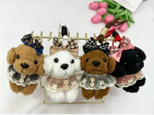Four-Color Bowtie Puppy Plush Bag Charm