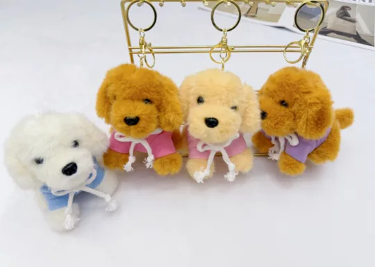 Four-Color Dressed Bowtie Dog Plush Bag Charm