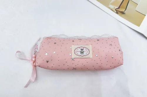 Star Lace-Edge Plush Pencil Case