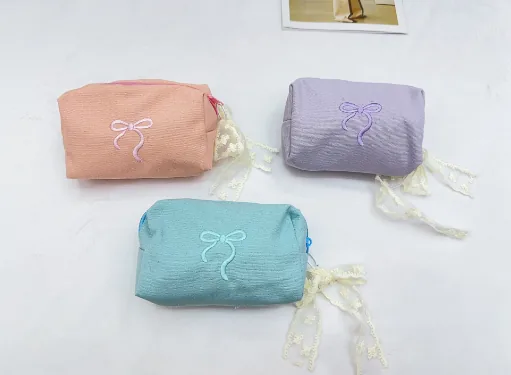Three-Color Plush Bow Bag