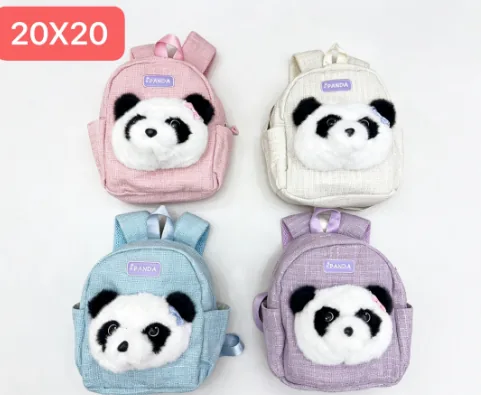 Four-Color Panda Plush Backpack